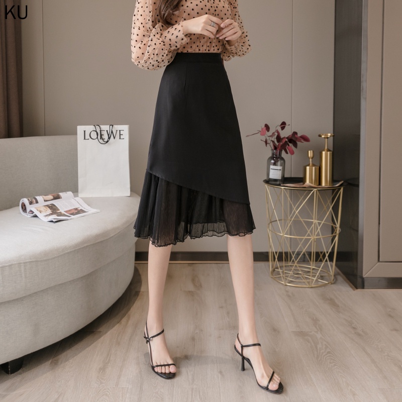 Chân Váy Đen Dáng Chữ A Lưng Cao Thiết Kế Độc Đáo Thời Trang Cho Nữ