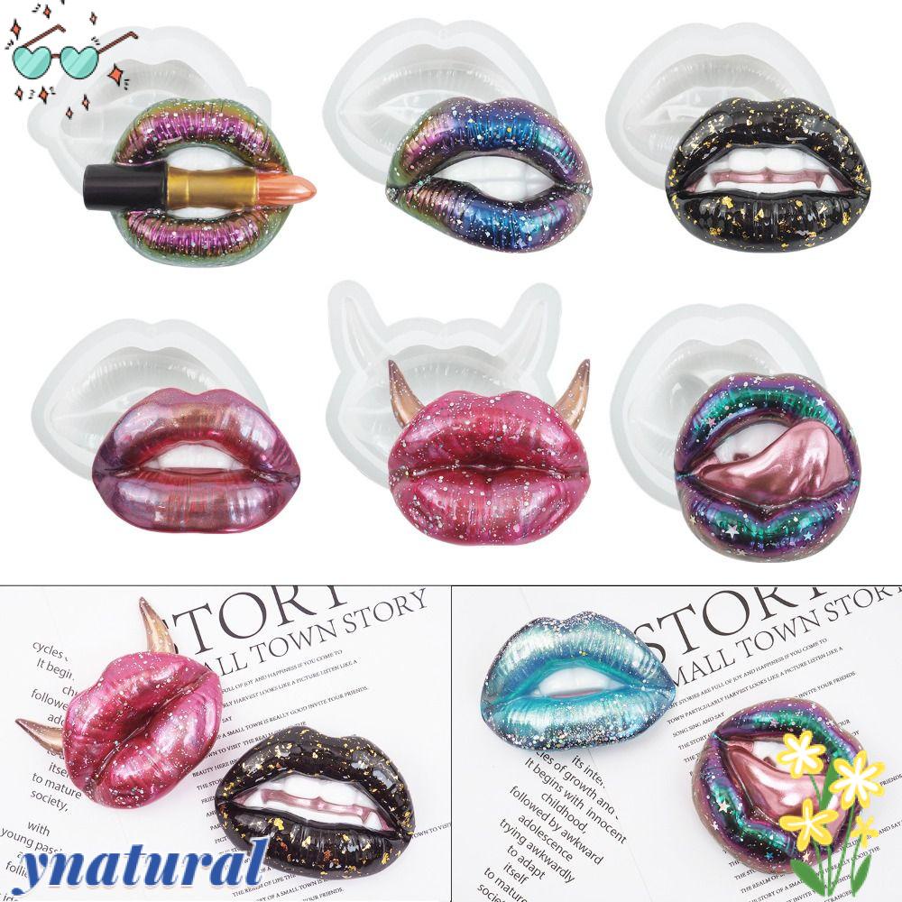 YNATURAL Khuôn Silicone Làm Nến / Xà Phòng Hình Đôi Môi 3D DIY Dễ Vệ Sinh