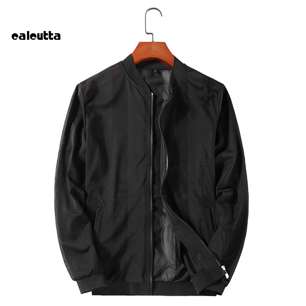 [calcutta] Áo Khoác Nam Chống Nắng Tay Dài Thoáng Khí Chống Tia UV Màu Sắc Đơn Giản Có Khóa Kéo Thời Trang Mùa Hè