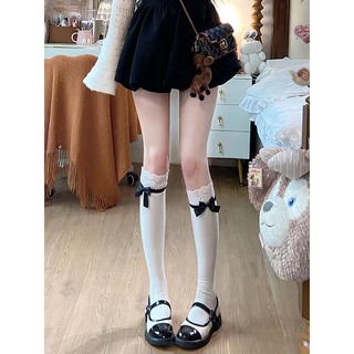 Vớ lolita Phối Ren Trắng Tay Lửng Đính Nơ Thời Trang Xuân Thu Cho Nữ