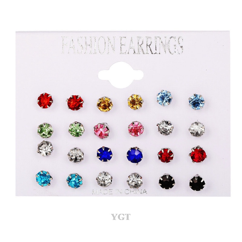 Ygt Set 12 Cặp Khuyên Tai Nữ Đính Ngọc Thời Trang