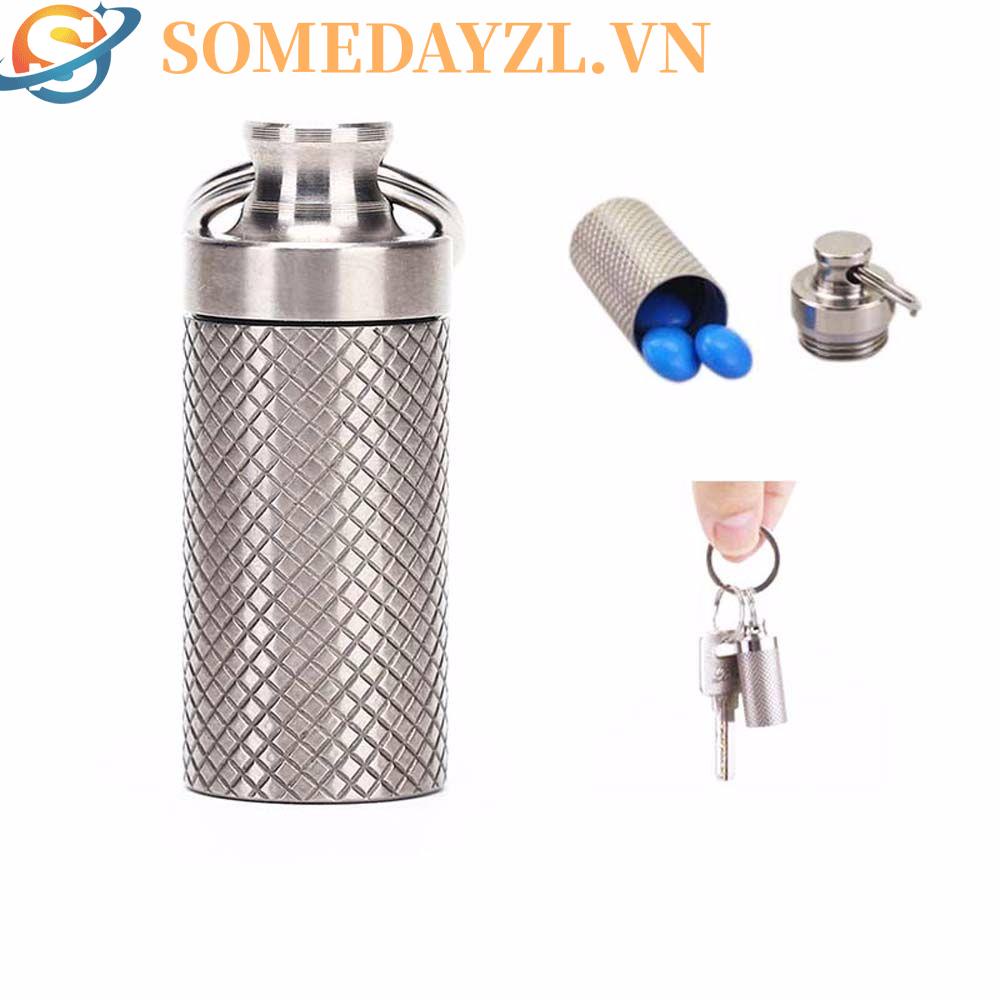 SOMEDAYZL Hộp Đựng Thuốc Mini Bằng Hợp Kim Titan Kèm Móc Khóa Tiện Dụng