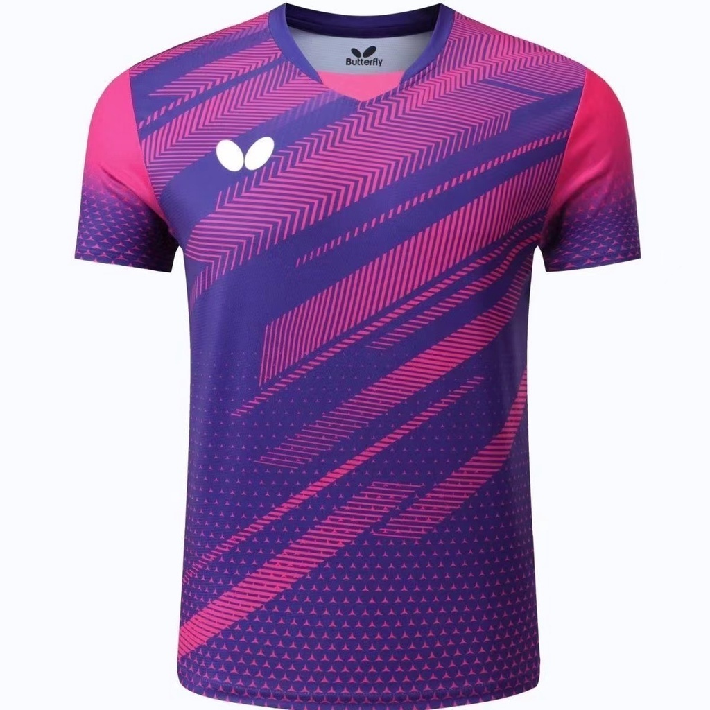 Áo Bóng Bàn Ngắn Tay Họa Tiết Bướm Mới Cho Nam Nữ Tập Luyện