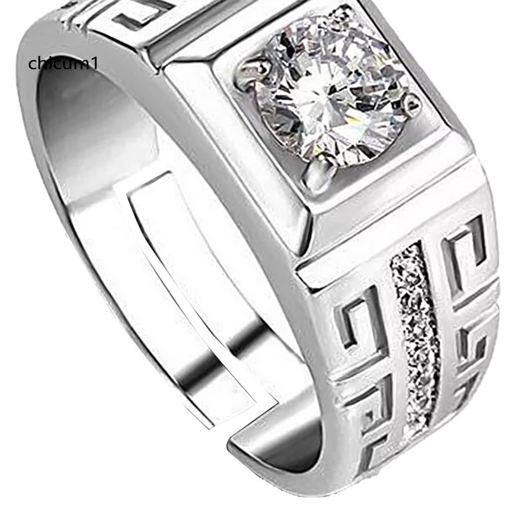 Nhẫn Đính Hôn Đính Đá Zircon Cổ Điển Sang Trọng Có Thể Điều Chỉnh Cho Cặp Đôi