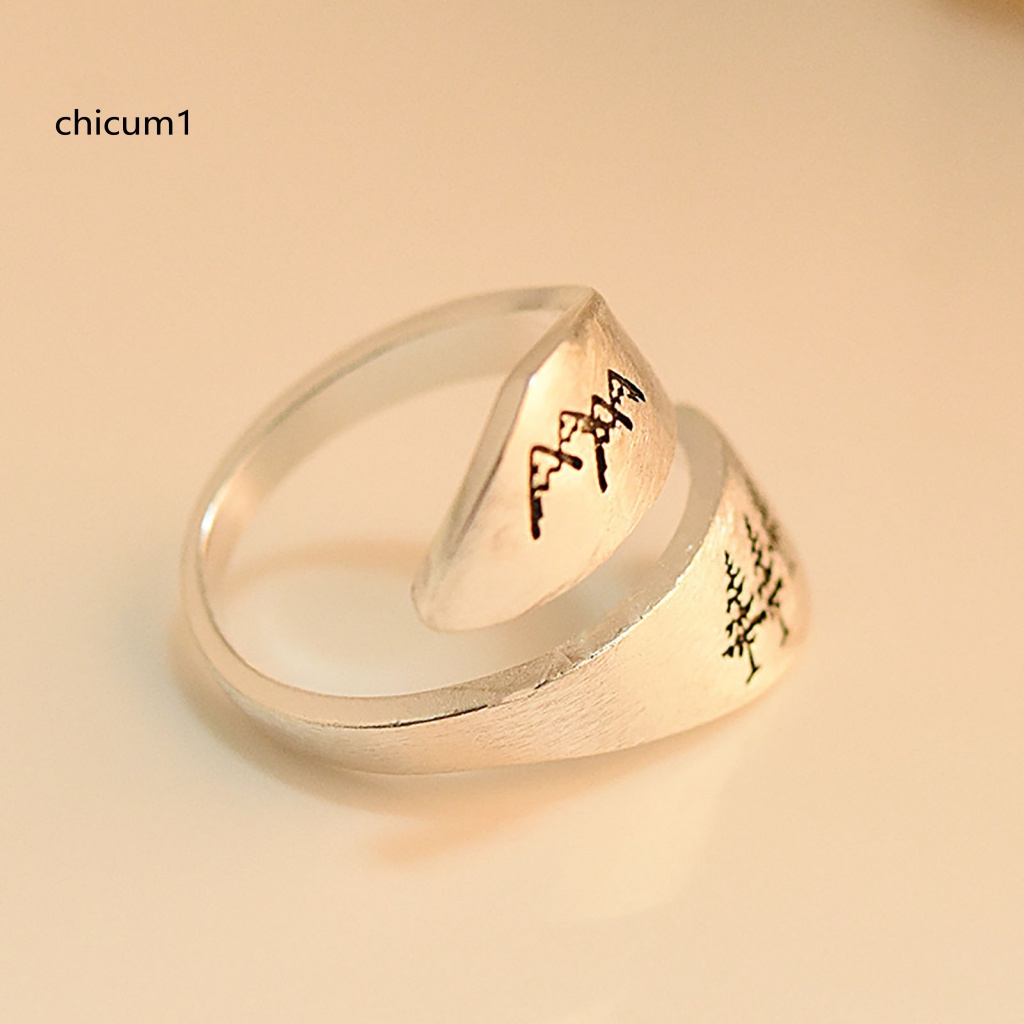 Nhẫn Hợp Kim Dạng Hở Hình Phong Cảnh Núi Rừng Dễ Phối Đồ Cho Nữ