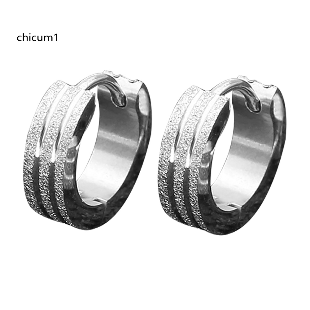 Khuyên Tai Tròn Phẳng Bằng Thép Không Gỉ Thời Trang Unisex