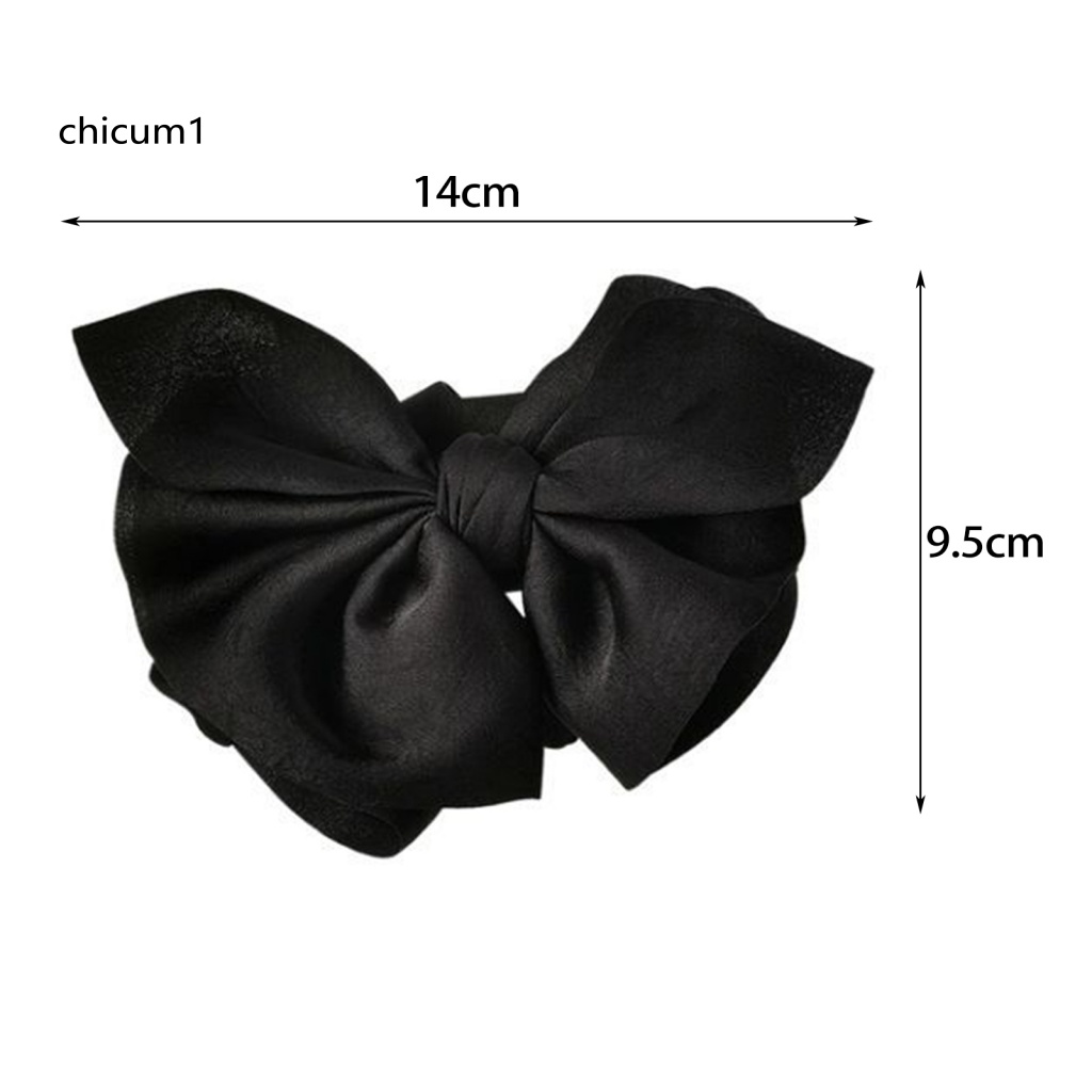 Kẹp Tóc Càng Cua Đính Nơ Lớn Màu Trơn Hai Lớp Chống Trượt Có Răng Lược Siêu Nhẹ Cho Nữ