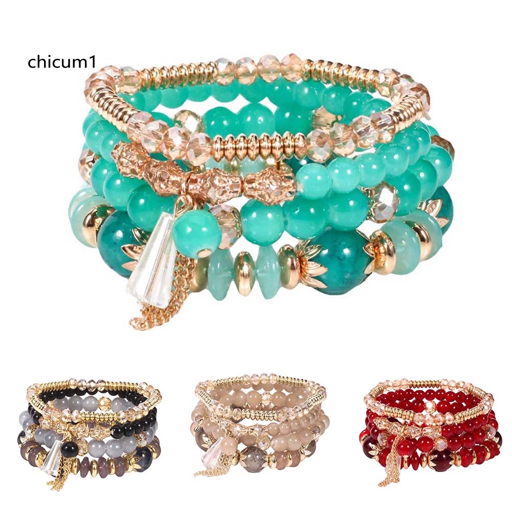Set 4 Vòng Tay Chuỗi Hạt Phong Cách Boho