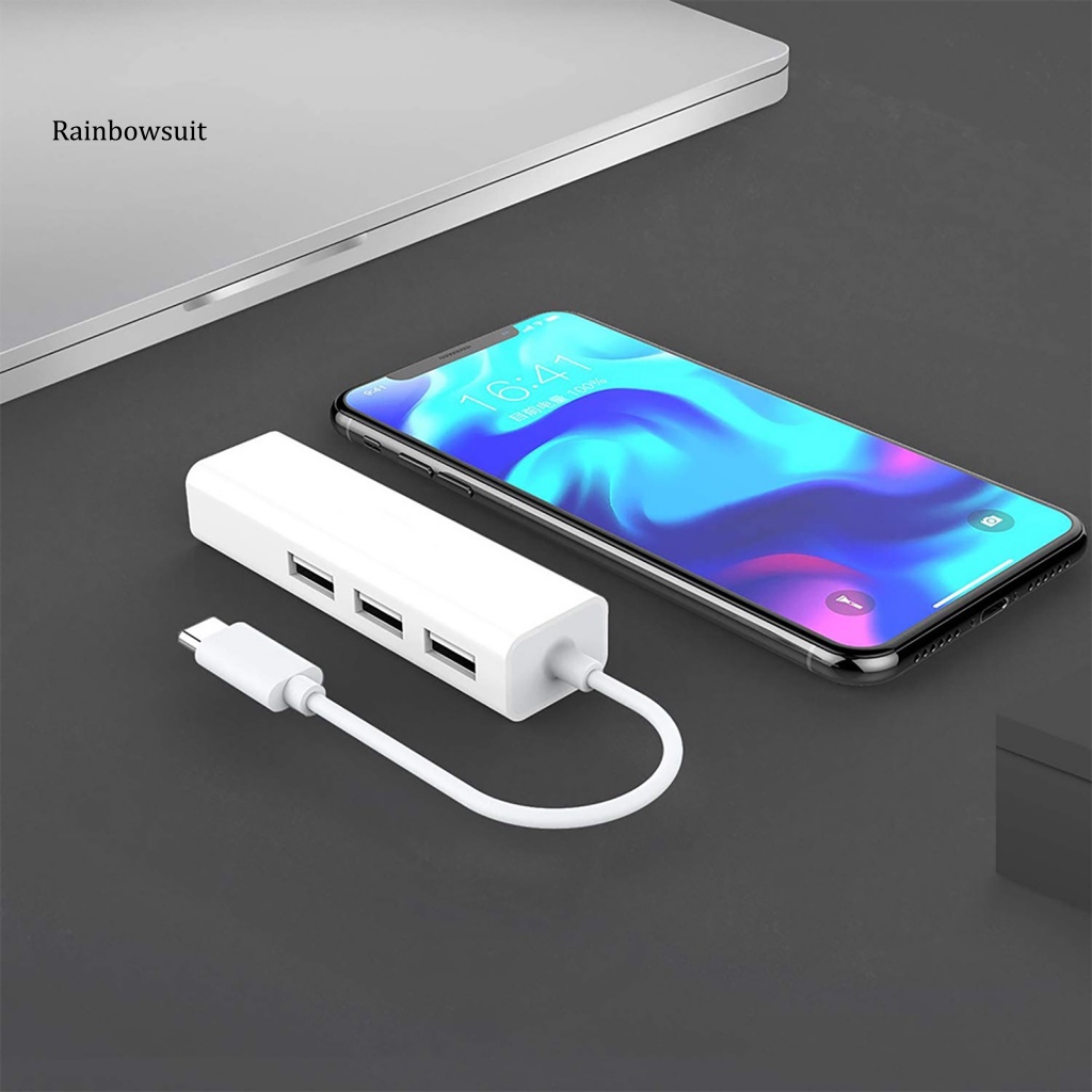 Bộ Chia Cổng USB Type-C Sang USB 20 / RJ45 Ethernet Thẻ Mạng Tốc Độ Cao Cho Máy Tính