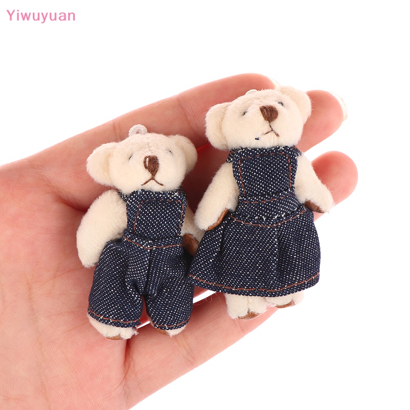 Bộ 2 Móc Khóa Hình Gấu / Thỏ Nhồi Bông 5cm Dễ Thương