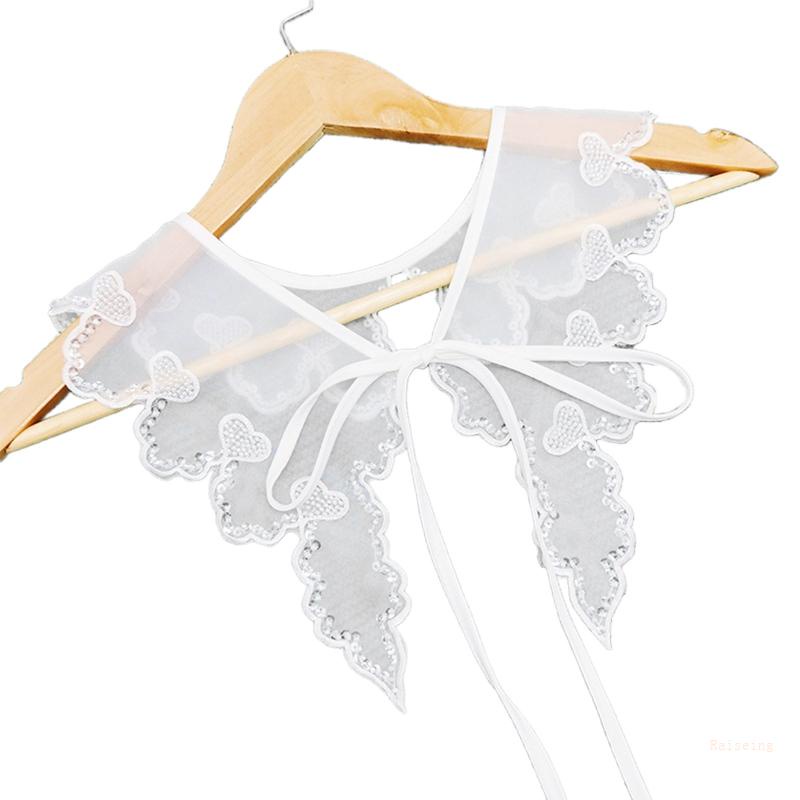 Khăn Choàng Cổ Thêu Họa Tiết Trái Tim Đính Hạt Sequin Dễ Thương Thời Trang Cho Nữ