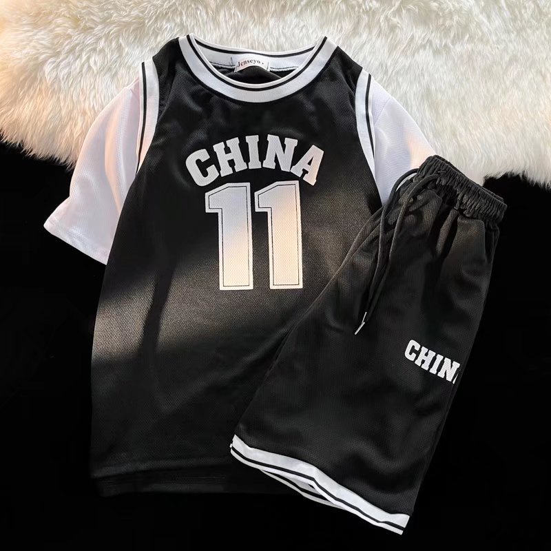 Set Áo Thun Ngắn Tay Cổ Tròn + Quần Short Thể Thao Thời Trang Nam