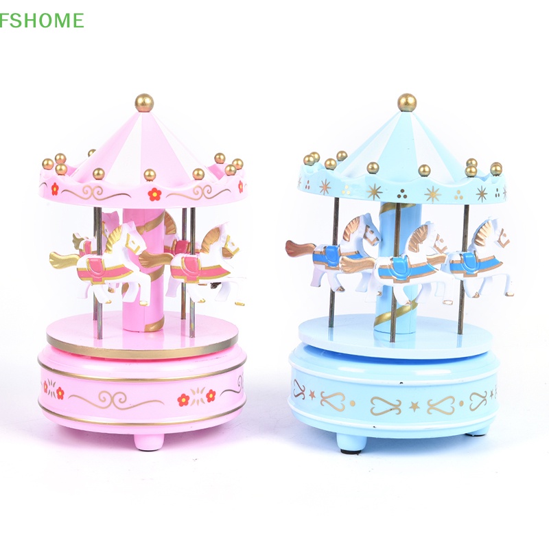 Hộp Nhạc Vòng Xoay Ngựa Gỗ 3 Màu Cho Bé