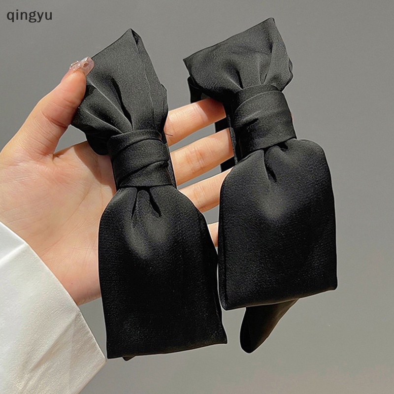 Băng Đô Cài Tóc Màu Trơn Đính Nơ To Chống Trượt Thời Trang Cho Nữ