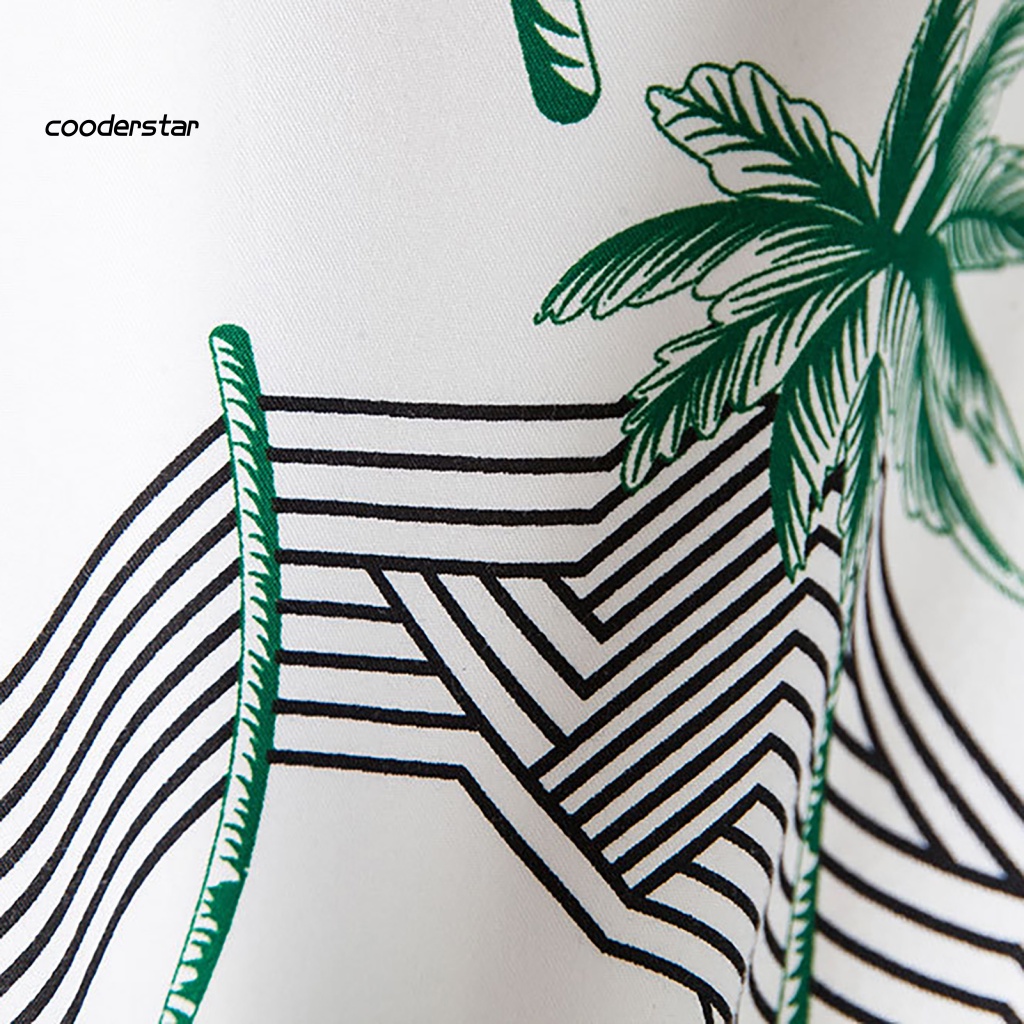 Áo Sơ Mi Tay Ngắn Cổ Bẻ In Họa Tiết Cây Dừa Phong Cách Hawaii Thời Trang Mùa Hè Cho Nam