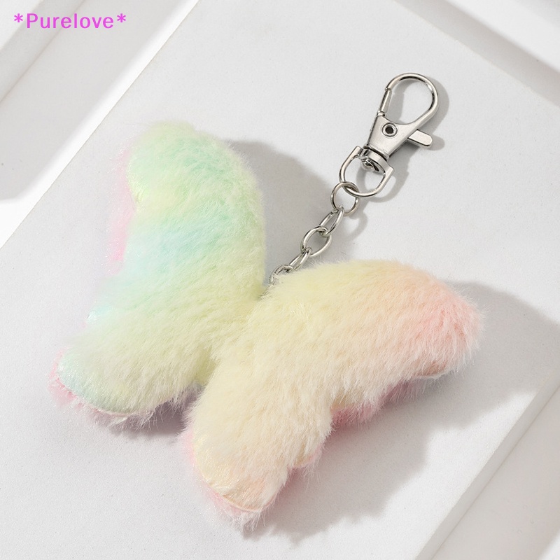 Móc Khóa Xe Hơi / Túi Xách Hình Mèo / Bướm / Ngôi Sao Bằng Lông Nhung Thủ Công Nhiều Màu Xinh Xắn Mới