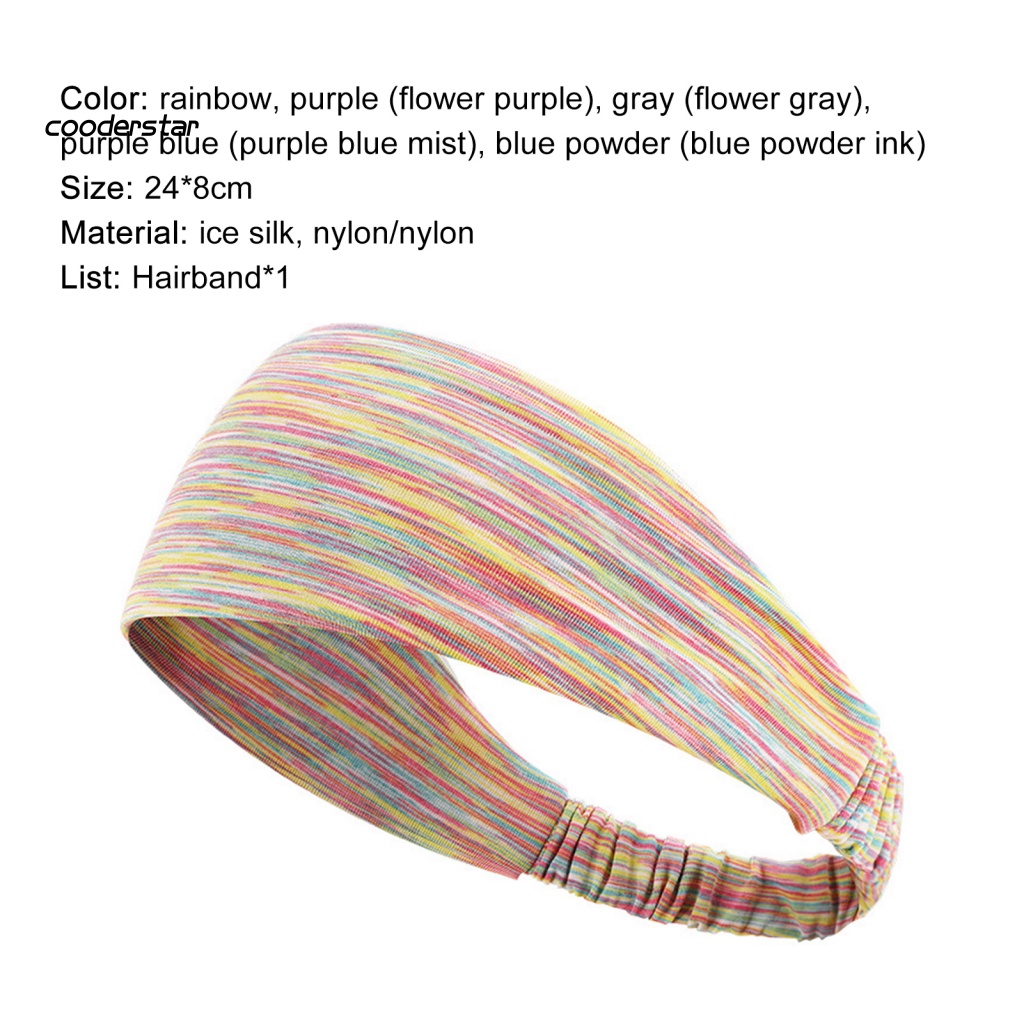 Băng Đô Cài Tóc Thể Thao Bằng Lụa Lạnh Mềm Co Giãn Thoáng Khí Thấm Hút Mồ Hôi Cho Nữ