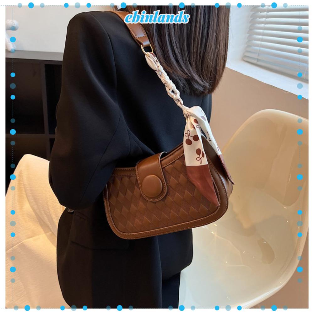 EBINLANDS Túi Đeo Vai / Kẹp Nách / Đeo Chéo Bằng Da PU Họa Tiết Kẻ Sọc / Mặt Trăng Cổ Điển Thời Trang Cho