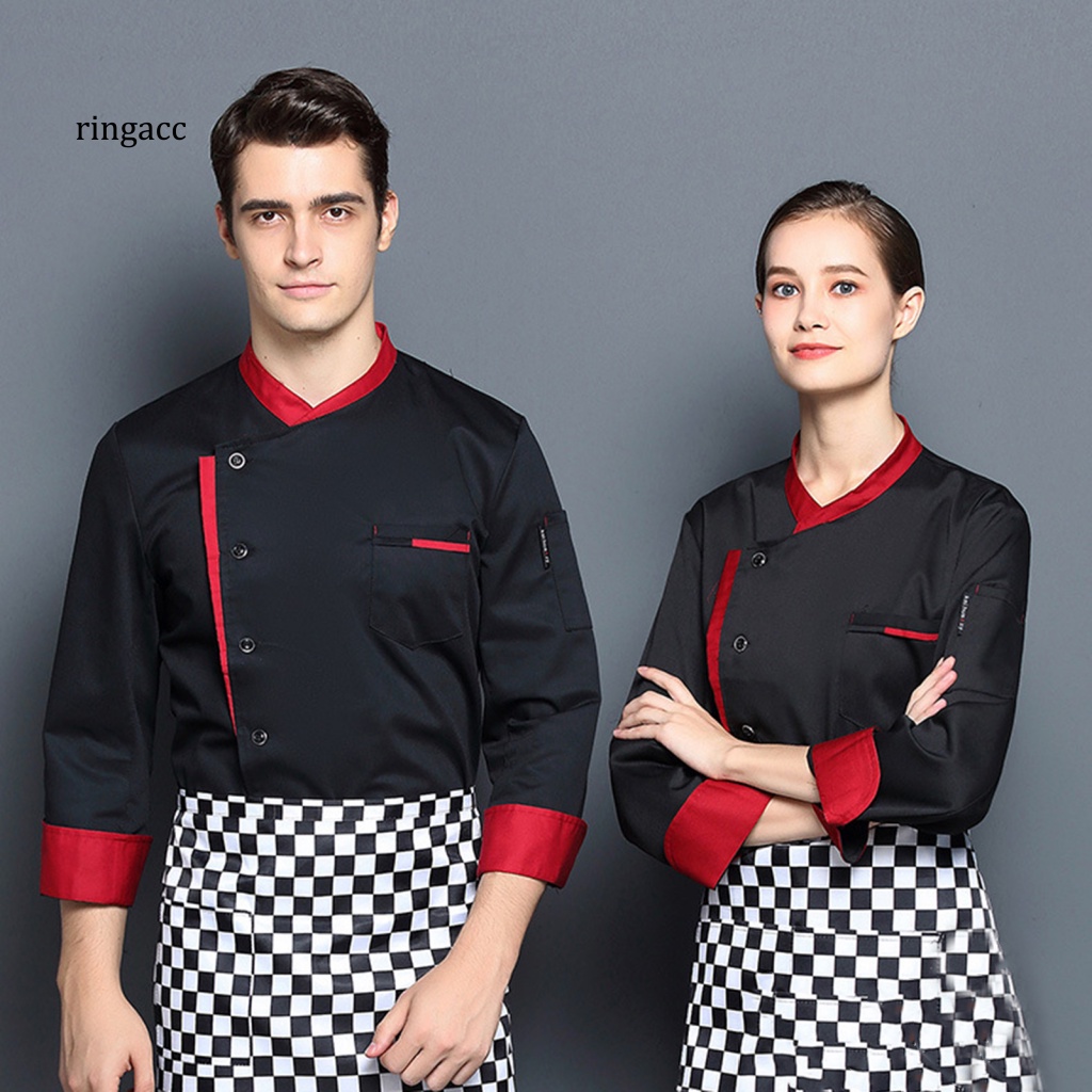 Rga Áo Đầu Bếp Dài Tay Cổ Đứng Phù Hợp Với Nam Dễ Giặt Chống Bụi Bẩn Đồng Phục Làm Bánh Ngọt Cho Cửa Hàng Thức Ăn Nhanh