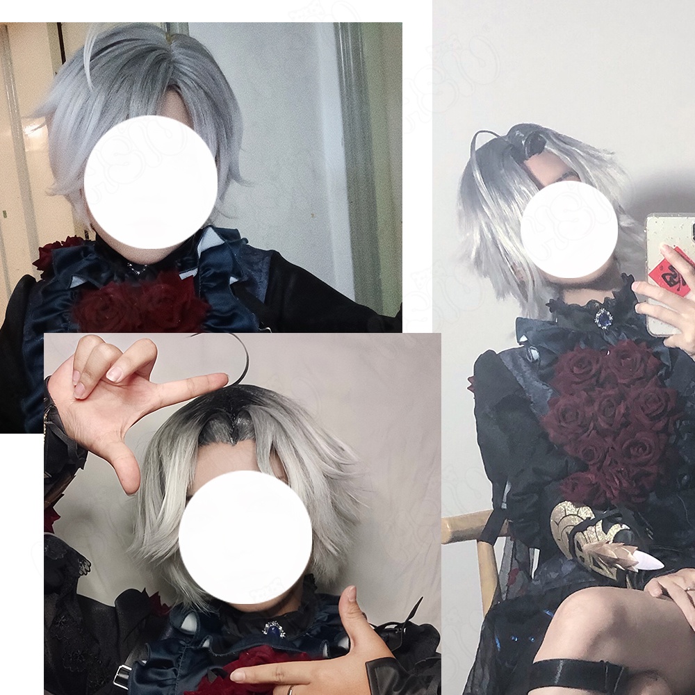 Bộ Tóc Giả Ngắn 35cm + Mũ Đội Hóa Trang Nhân Vật Game Identity V Emil