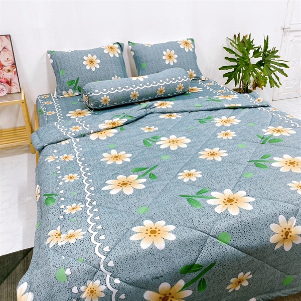 Bộ ga gối thun lạnh mẫu HOA 05 (5 màu) đủ kích cỡ may theo yêu cầu) mền ga gối thun Hàn Quốc/ chăn ga gối Minh Anh
