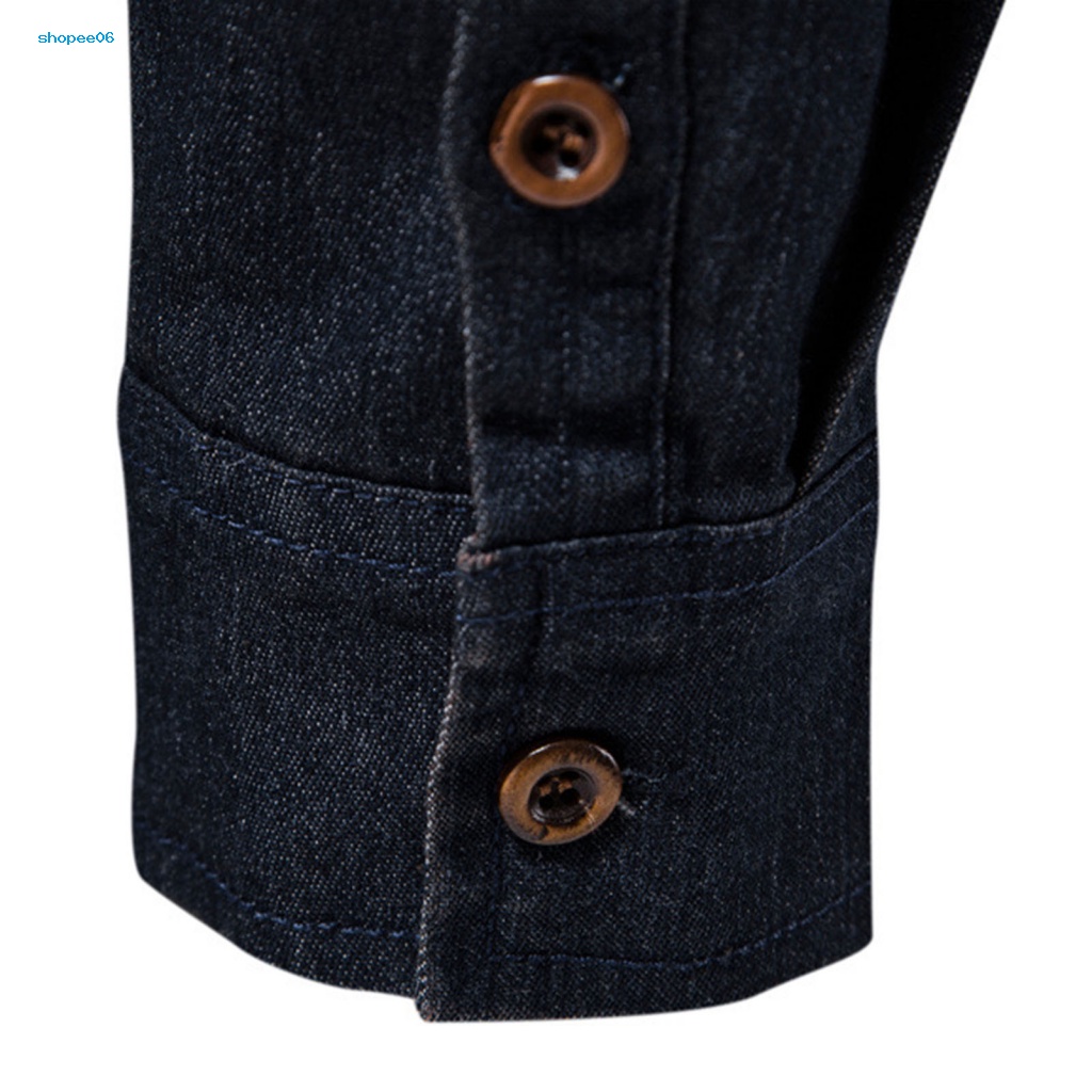 Áo Sơ Mi Denim Màu Trơn Nhiều Túi Thời Trang Xuân Hè Cho Nam