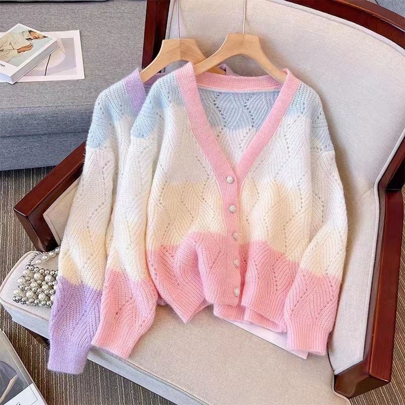 Mới Áo Khoác Cardigan Dệt Kim Tay Dài Dáng Rộng Mềm Mại
