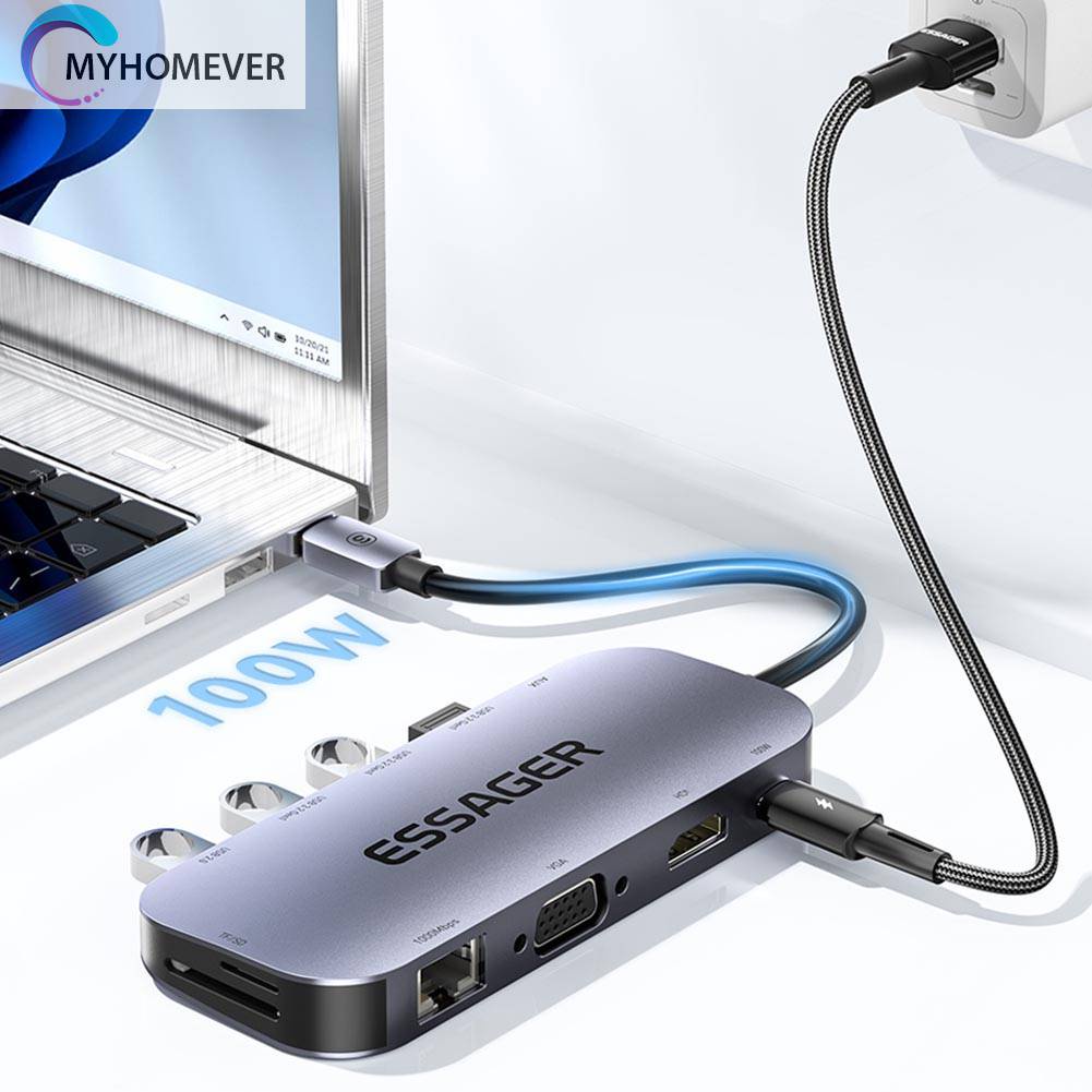 Bộ Chia Cổng Sạc USB Type C 11 Trong 1 Cho Laptop