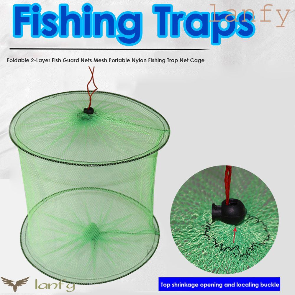 LANFY Lưới Đánh Bắt Cá 2 Lớp Hình Tròn Gấp Gọn Được Màu Sắc Ngẫu Nhiên
