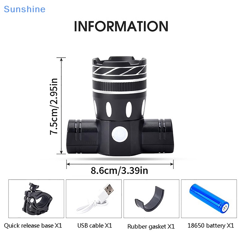 Đèn LED 2000mAh Gắn Phía Trước Xe Đạp Có Thể Sạc Lại Bằng Cổng USB