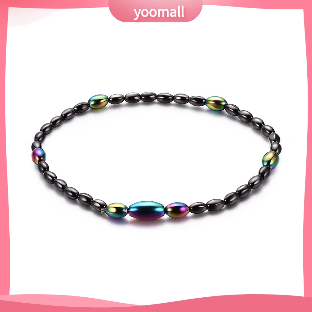 Lắc Chân Chuỗi Hạt Đá Hematite Nhân Tạo Màu Cầu Vồng Thời Trang Cho Nữ