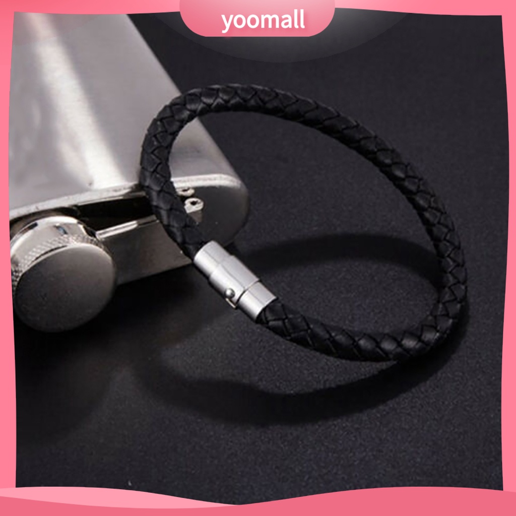 [YM] Vòng Đeo Tay Dây Da Bện Khóa ic Đa Năng Cho Nam Kỷ Niệm