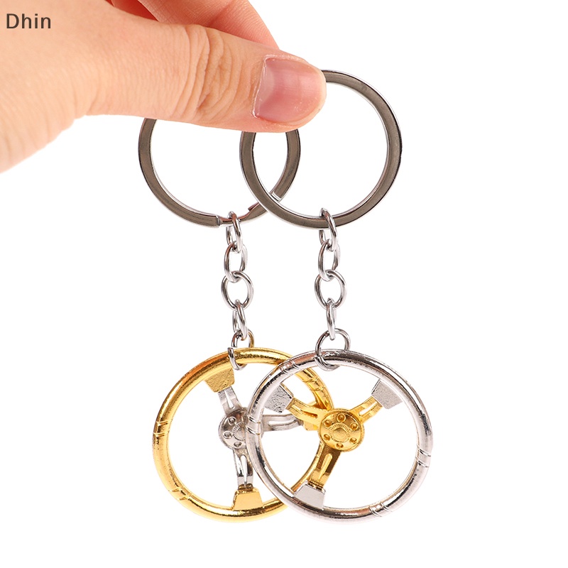 [Dhin] Sports Racing Mixed Color Personality Steering Wheel Modified Car Keychain Creative Model Metal Charm Key Ring COD
