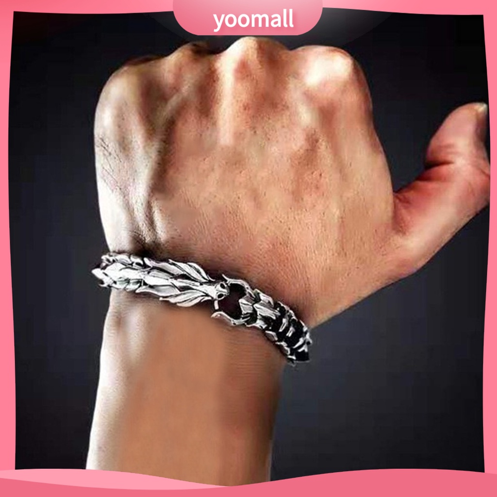 Vòng Tay Hình Đầu Rồng Phong Cách Punk Hip Hop Âu Mỹ Cá Tính Dành Cho Nam