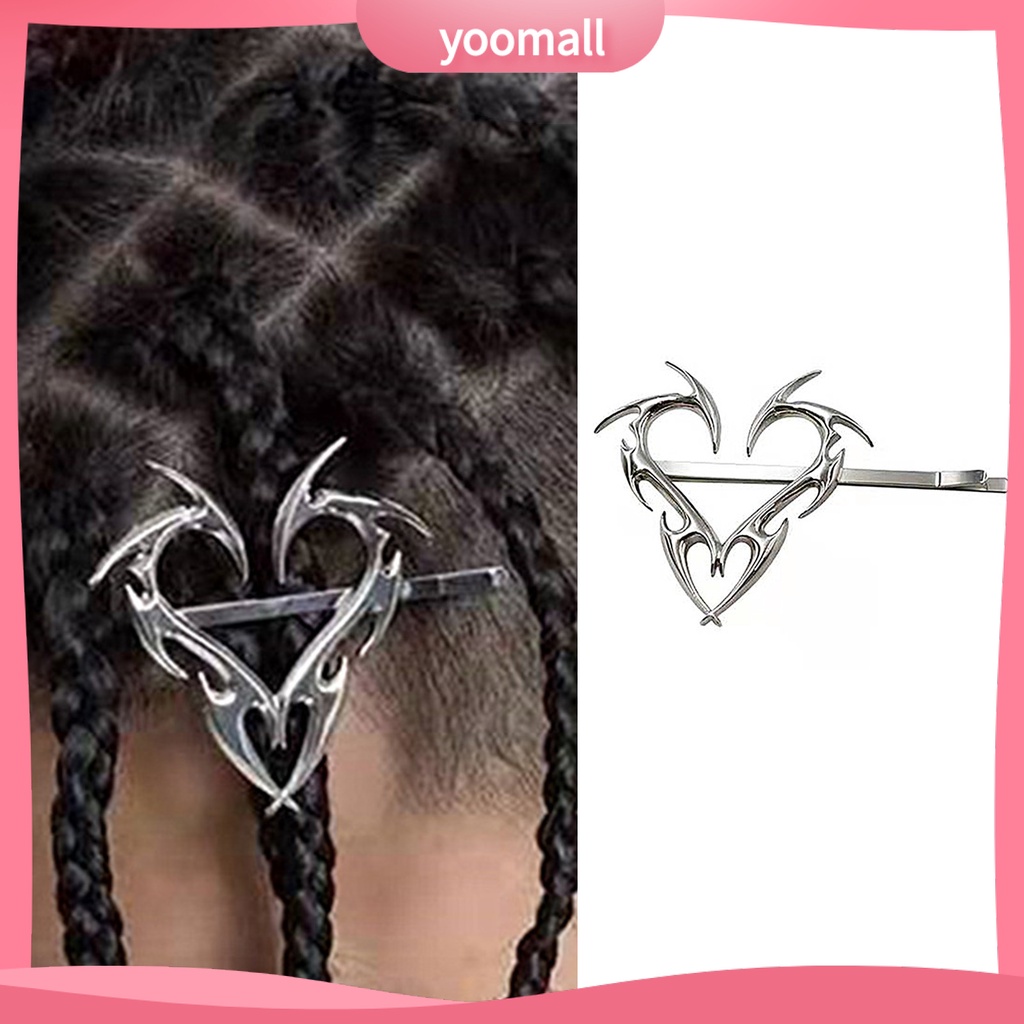 [YM] Kẹp Tóc Dạng Phi Tiêu Hình Học Trái Tim Màu Bạc Phong Cách Hip Hop Cá Tính Tinh Tế Tốt Cho Cuộc Sống Hàng Ngày