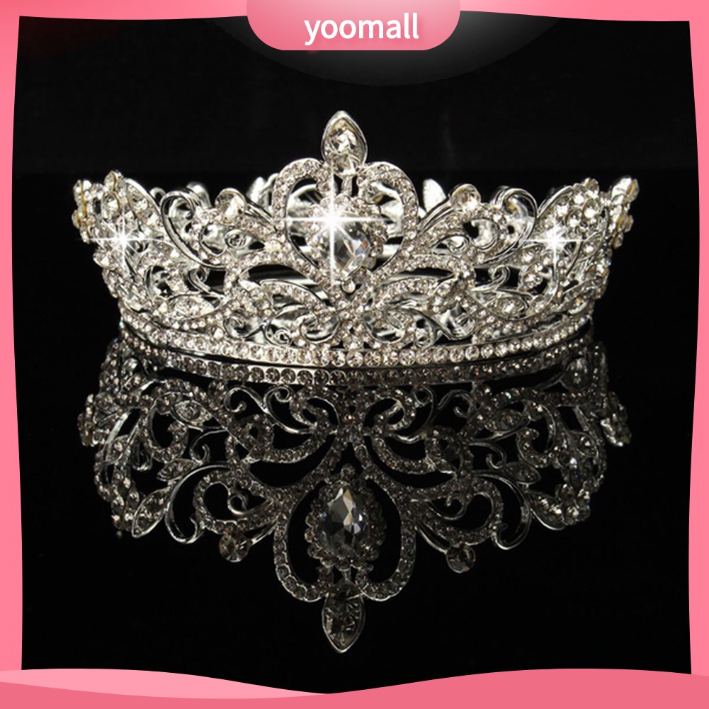 Cài Tóc Hình Vương Miện Tròn Đính Đá Lấp Lánh Trang Nhã Dành Cho Cô Dâu