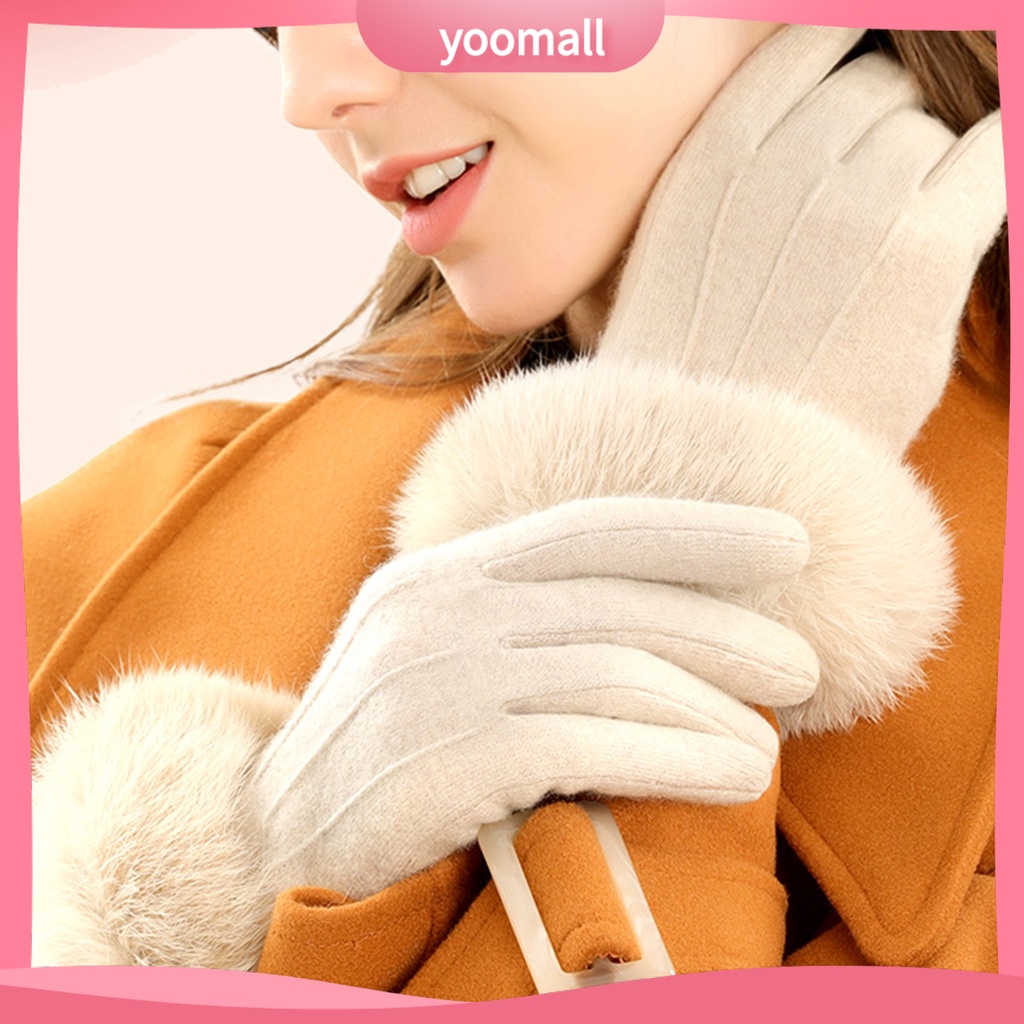 1 Đôi Găng Tay Giữ Ấm Dày Dặn Tiện Dụng Khi Đạp Xe / Trượt Ván Cho Nữ