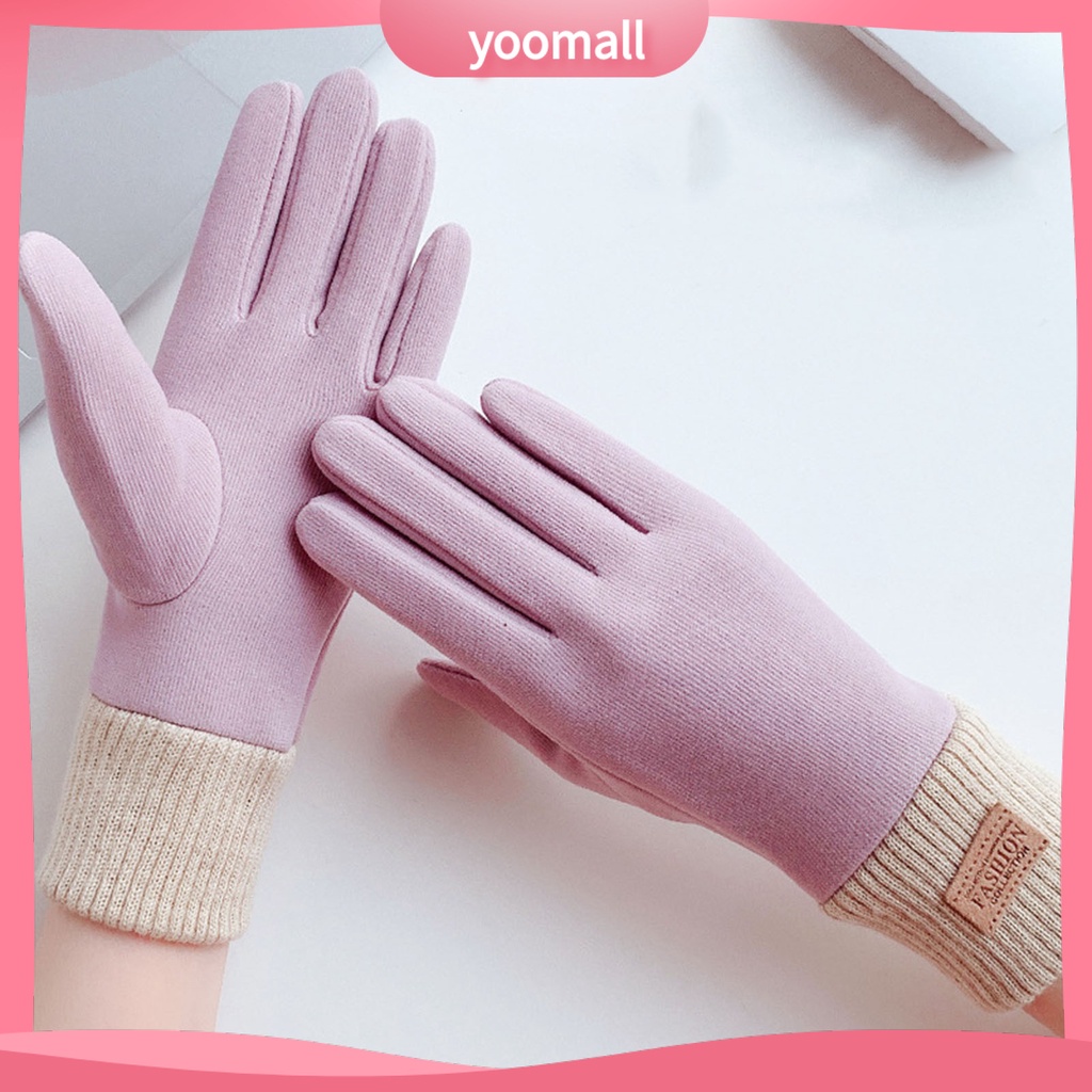 1 Đôi Găng Tay Giữ Ấm Mùa Đông Mềm Mại Thêu Họa Tiết Tinh Tế Chống Gió Cho Nữ