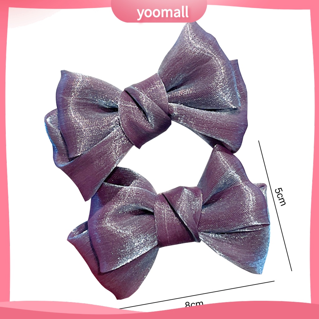 1 Cặp Kẹp Tóc Nơ Đính Ngọc Trai Giả Hai Lớp Chống Trượt Lâu Trôi