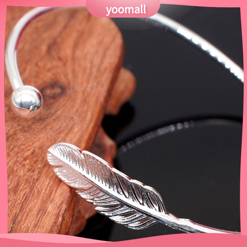 Vòng Đeo Tay Hình Tròn Màu Bạc Họa Tiết Lông Vũ Màu Sắc Tùy Chỉnh Thời Trang Cho Ngày Valentine