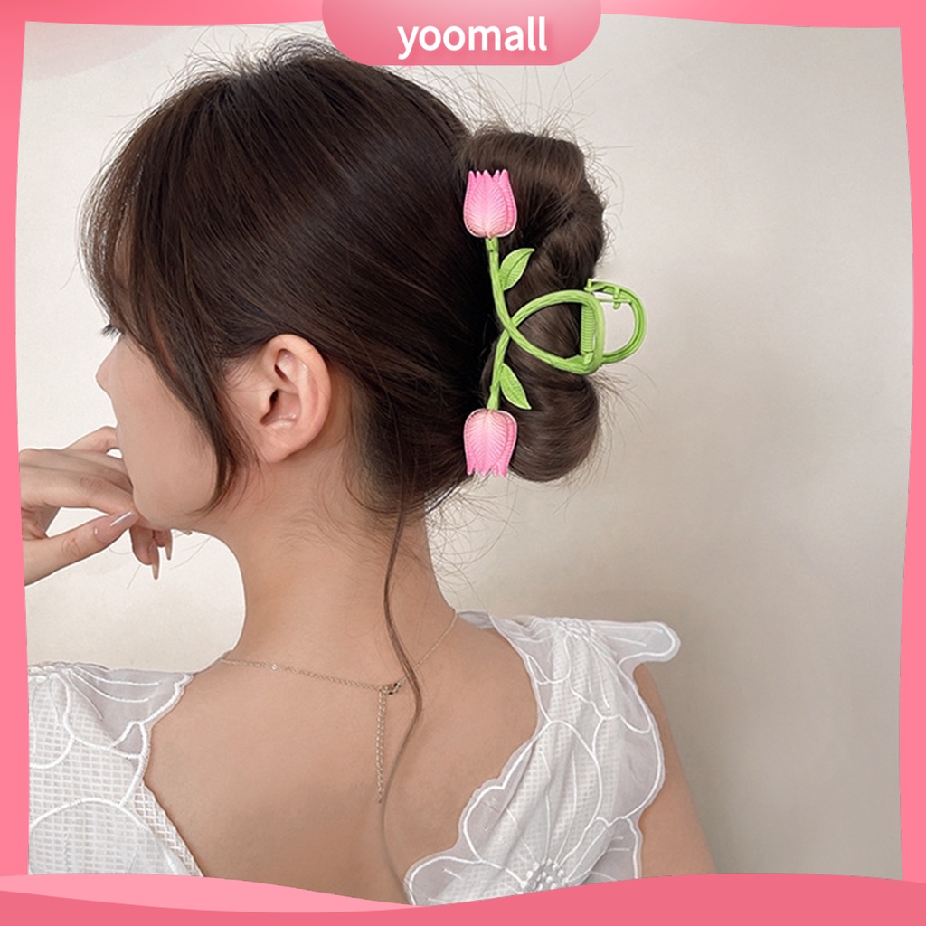 Kẹp Tóc Dài Hình Hoa Tulip Bằng Kim Loại Thanh Lịch Thời Trang Cho Nữ