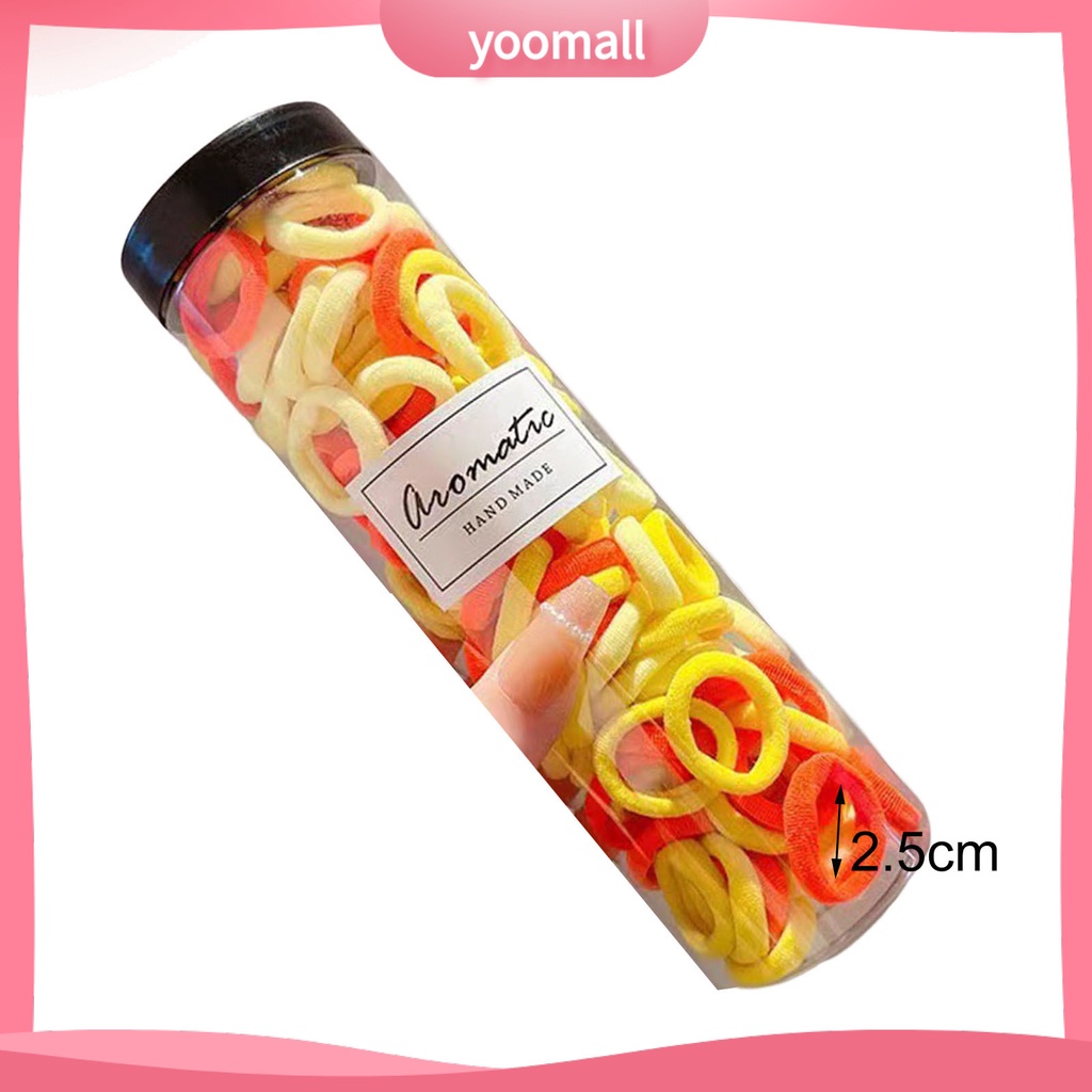 Set 100 Dây Buộc Tóc Co Giãn Chống Rơi Màu Kẹo Xinh Xắn Cho Bé Gái