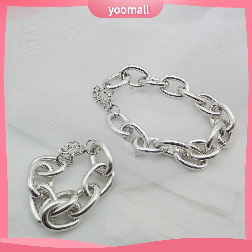 [YM] Vòng Cổ Choker Dây Xích Bóng Mắt Xích Lớn Trang Trí Phong Cách Punk Dành Cho Nữ