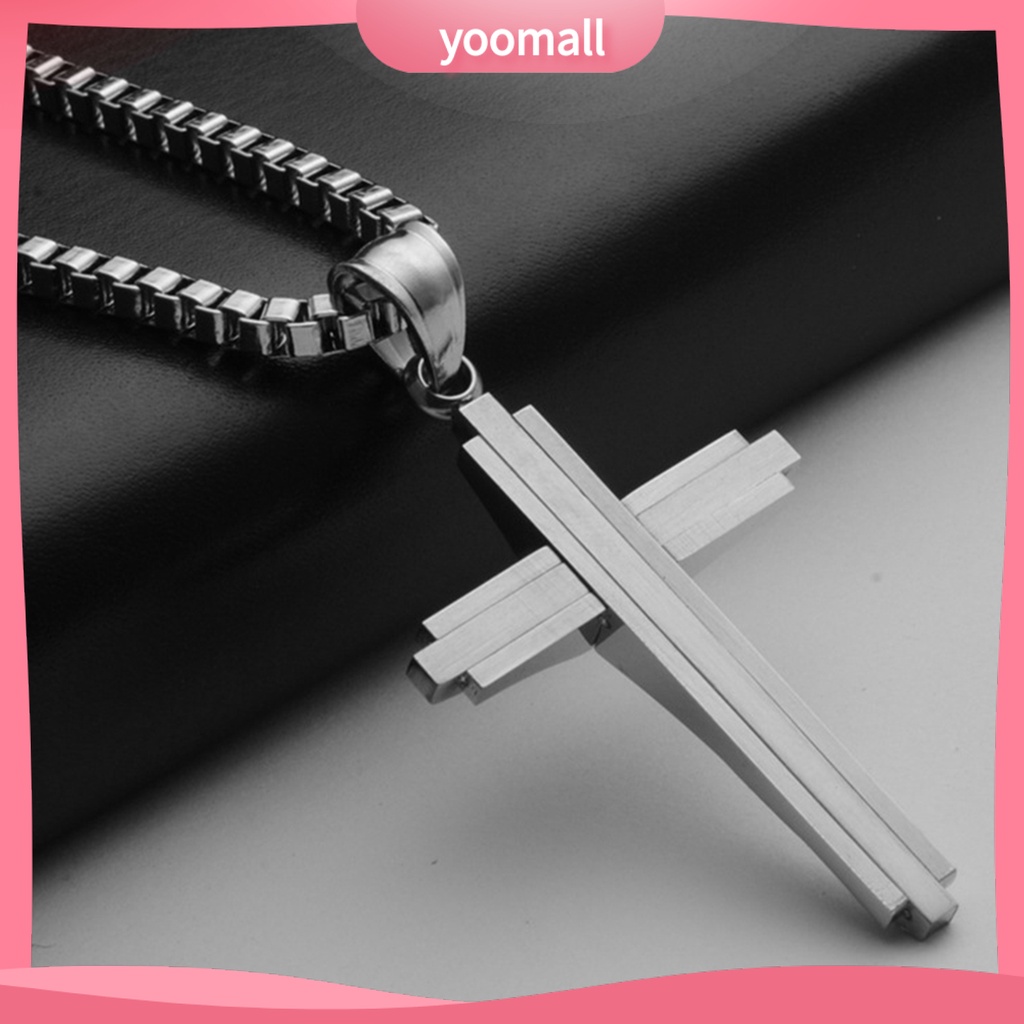 Vòng cổ Thép Titan Mặt Thánh Giá Phong Cách Hip Hop Thời Trang Cho Nam