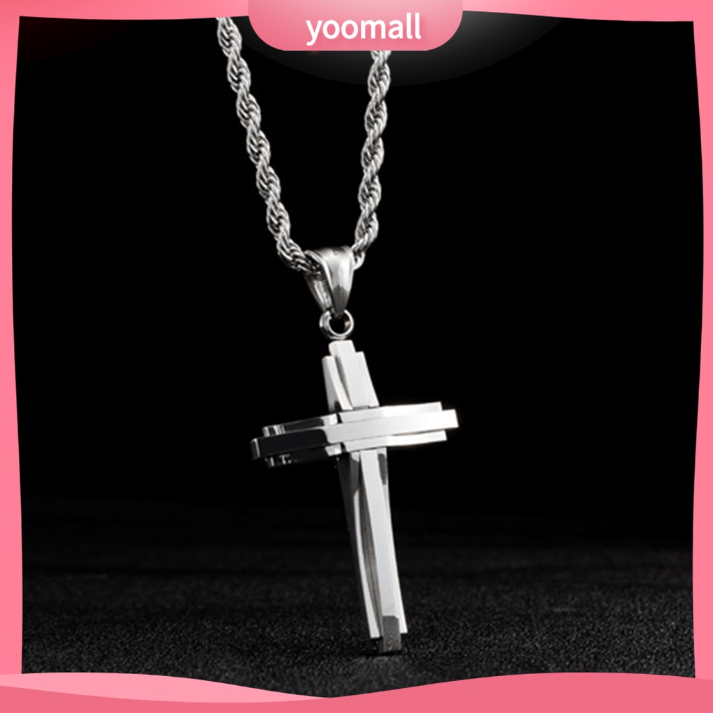 Vòng cổ Thép Titan Mặt Thánh Giá Phong Cách Hip Hop Thời Trang Cho Nam