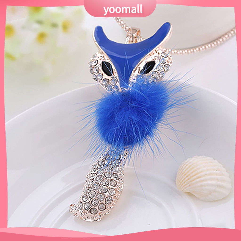 Vòng cổ Dài Mặt Hình Cáo Phối Lông Giả Dễ Thương Thời Trang Cho Nữ