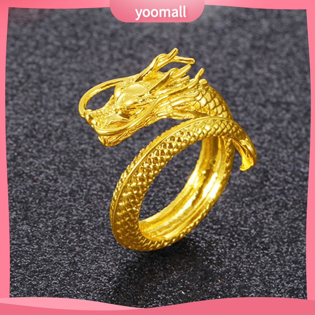 Nhẫn Hở Chạm Khắc Hình Rồng Phong Cách Vintage Cho Nam