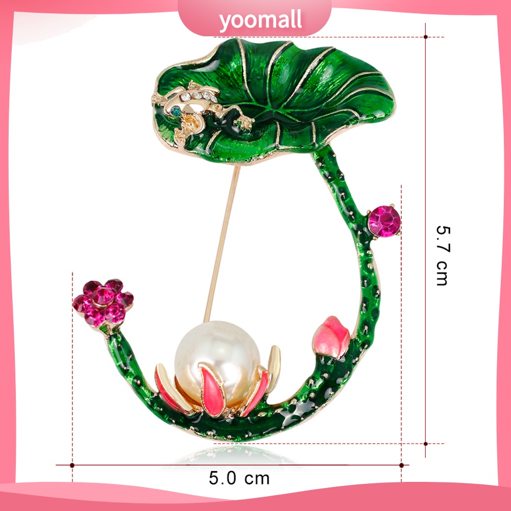 Ghim Cài Áo Hình Lá Sen Đính Ngọc Trai Nhân Tạo Phong Cách Retro