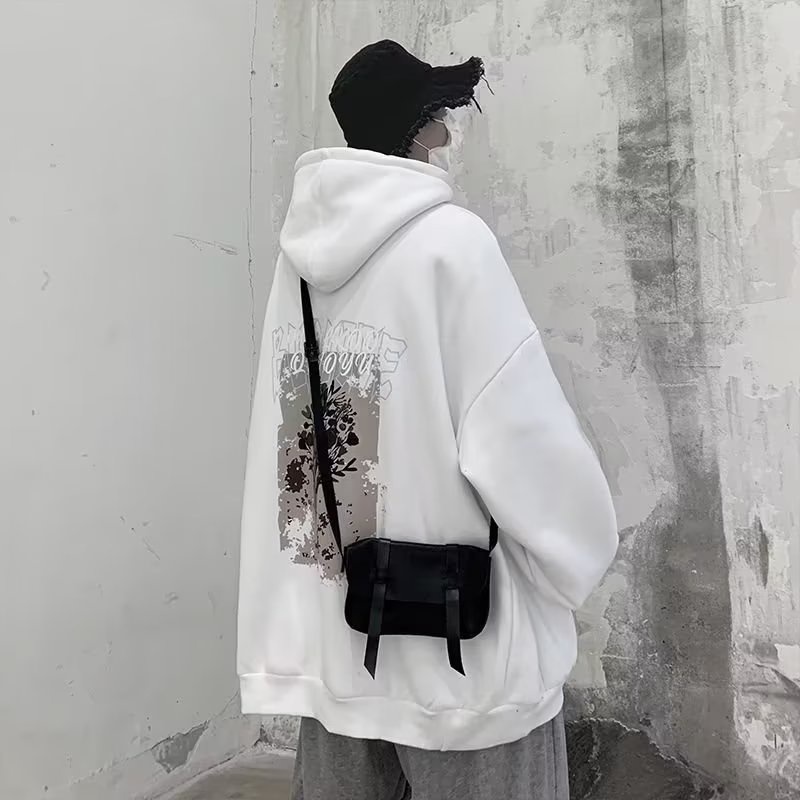 M-8XLáo khoác nam hoodie Tay Dài Dáng Rộng In Hình Lọ Hoa Màu Xám Đậm Phong Cách Đường Phố Mỹ Thời Trang Cho Nam Và Nữ