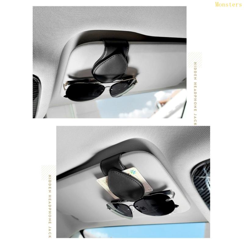 Kẹp Giữ Mắt Kính Bằng Da Có Nam Châm Hít Gắn Tấm Che Nắng Cho Xe Hơi Xe Tải